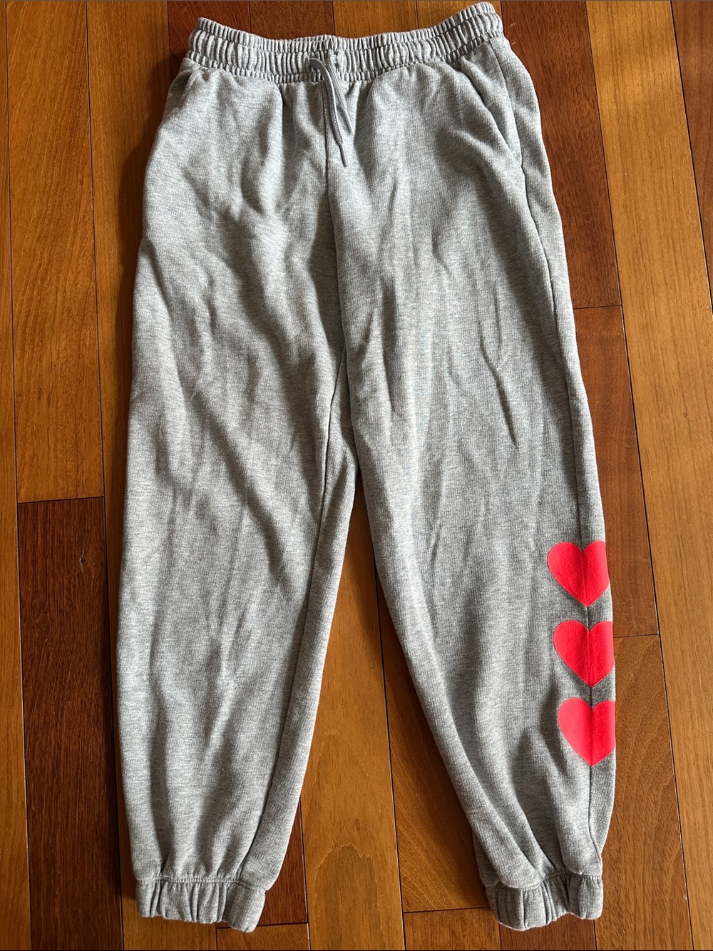 Cat & Jack Gray Sweatpants with Pink Heart Side Accents